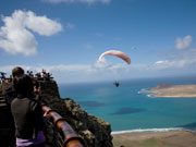 Paraglider at Mirador del Rio, Lanzarote. Photo by Nick Haslam