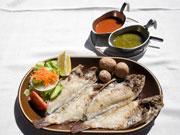 Parrot fish and Mojo dish, Lanzarote. Photo by Nick Haslam