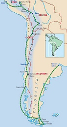 Map of expedition to Patagonia route