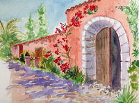 Jane's painting from her holiday at Crete self catering accommodation