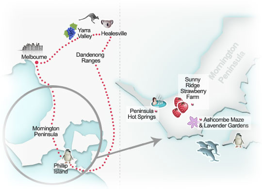 South East touring triangle. Illustration by Lisa Joanes