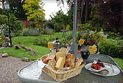 Breakfast in the garden, Herefordshire farmstay accommodation