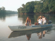 Boat, volunteering with river dolphins in Brazil