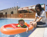 Kids pool, family beach holiday Turkey