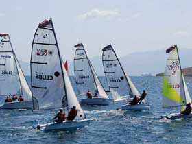 Sailing at water sports centre in Turkey