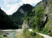 Cycling past a river in Poland