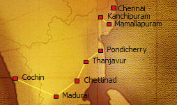 Map, South India tour