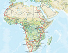 Route map for Africa overland adventure