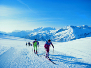 Cross-country skiing in the Dolomites, Italy