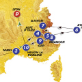 Route map for Tour de France cycling holiday