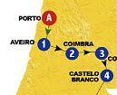 Route map for Portugal cycling tour