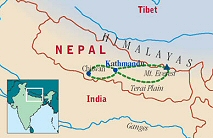 Route map for Everest and Nepal summer venture