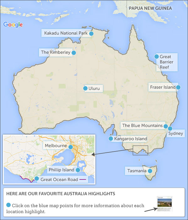 australia map highlights