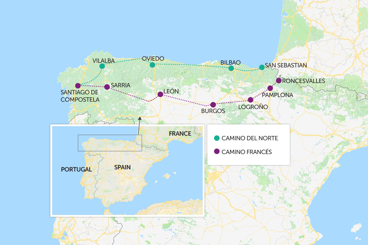 Camino de Santiago walking routes