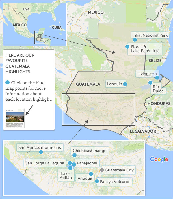 Guatemala map & highlights