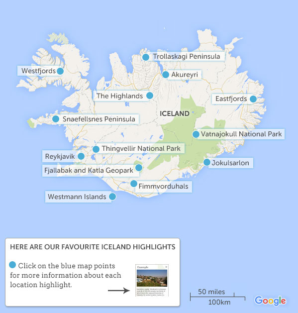 Iceland map & highlights. Helping Dreamers Do.