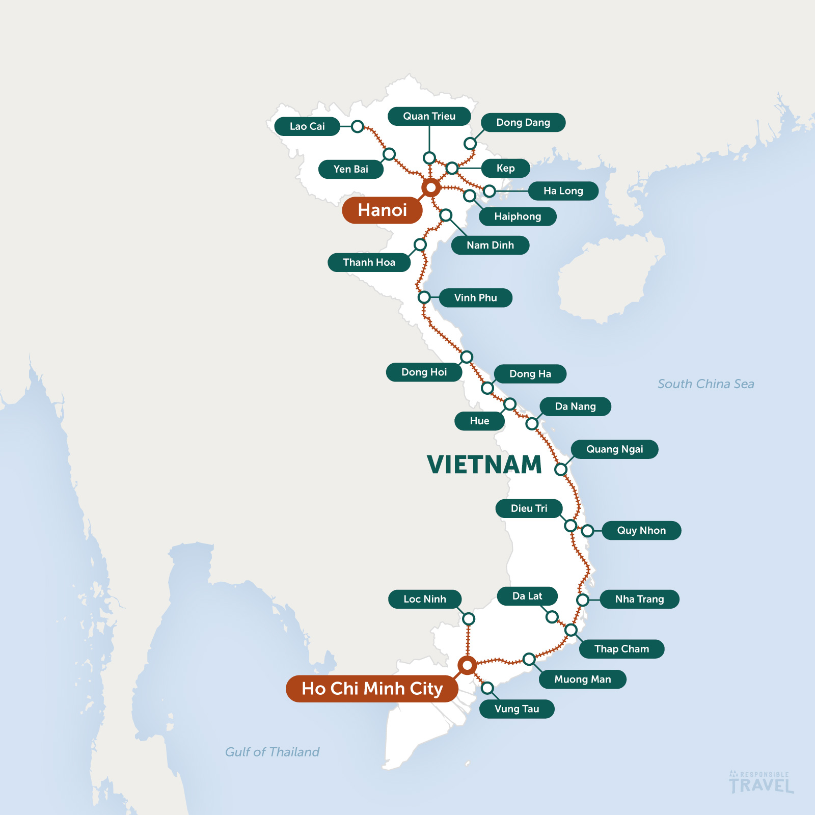 Vietnams Reunification Express route map