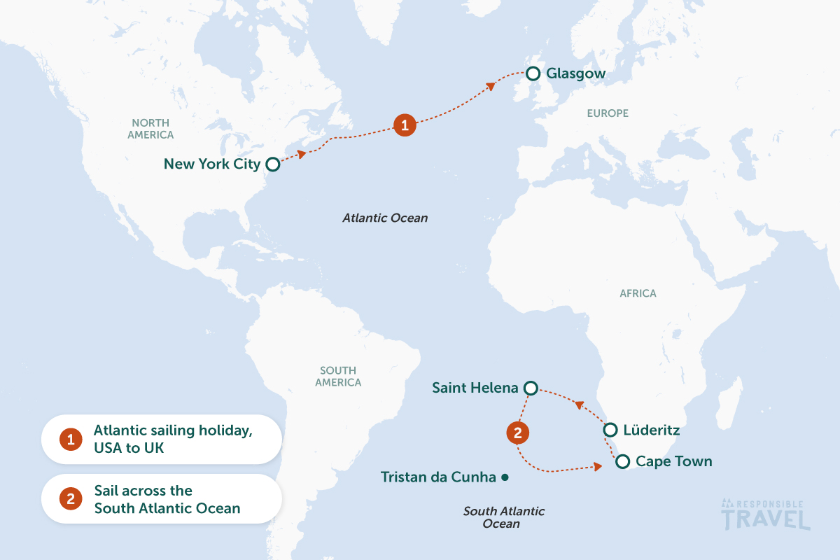 Atlantic sailing routes map