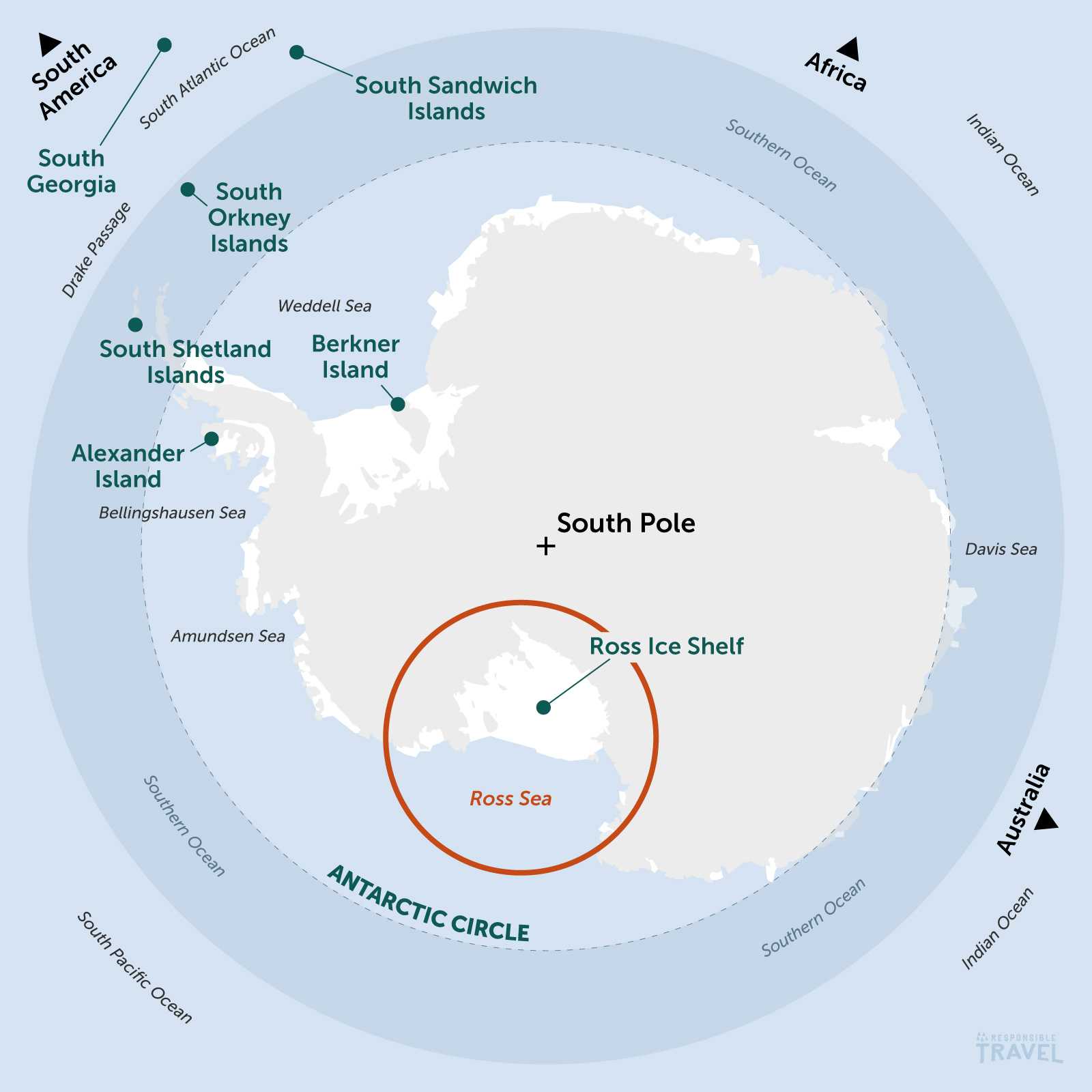 The Ross Sea map in Antarctica