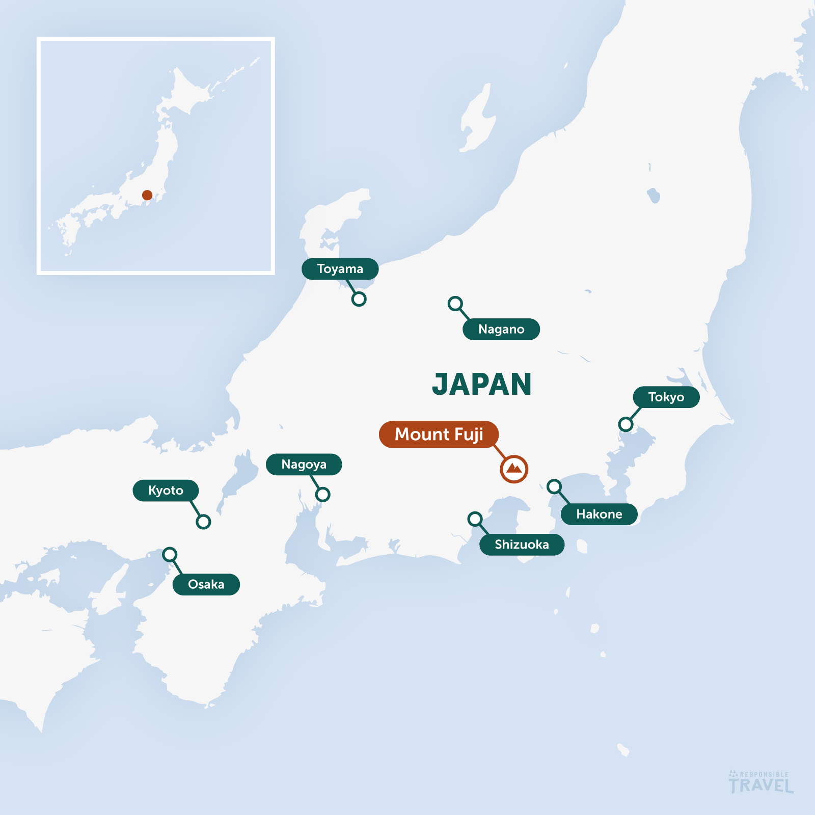 Mount Fuji location map, Japan