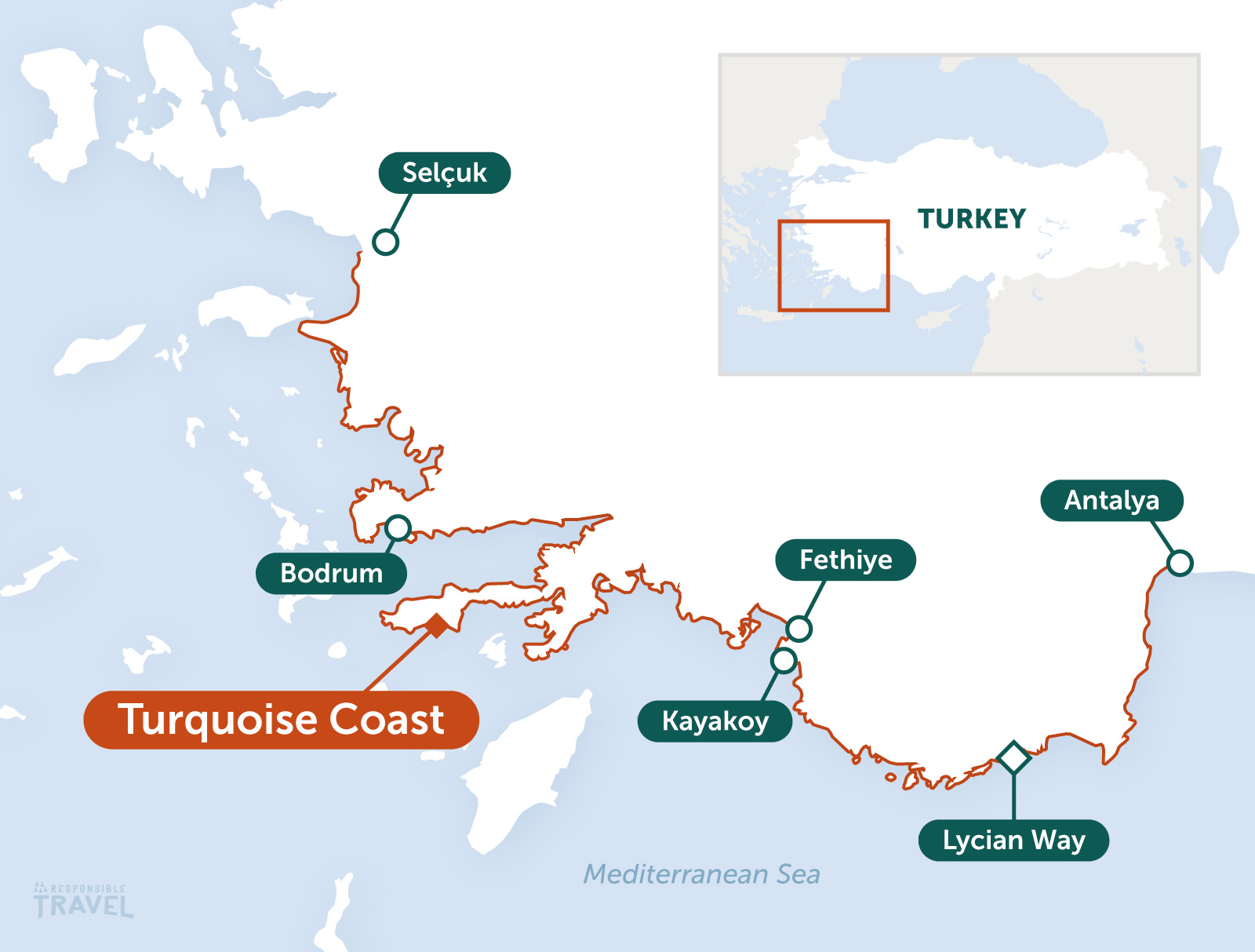 Turkey's Turquoise Coast map