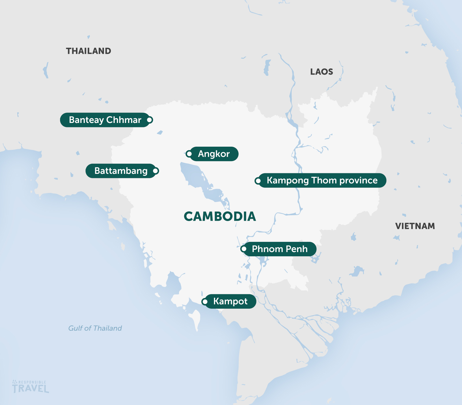 Cambodia small group holidays map