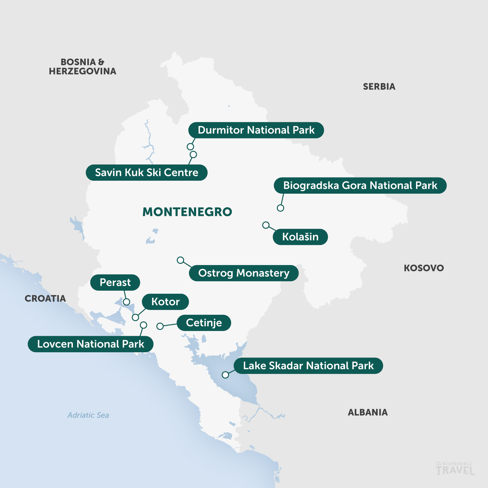 Montenegro highlights map