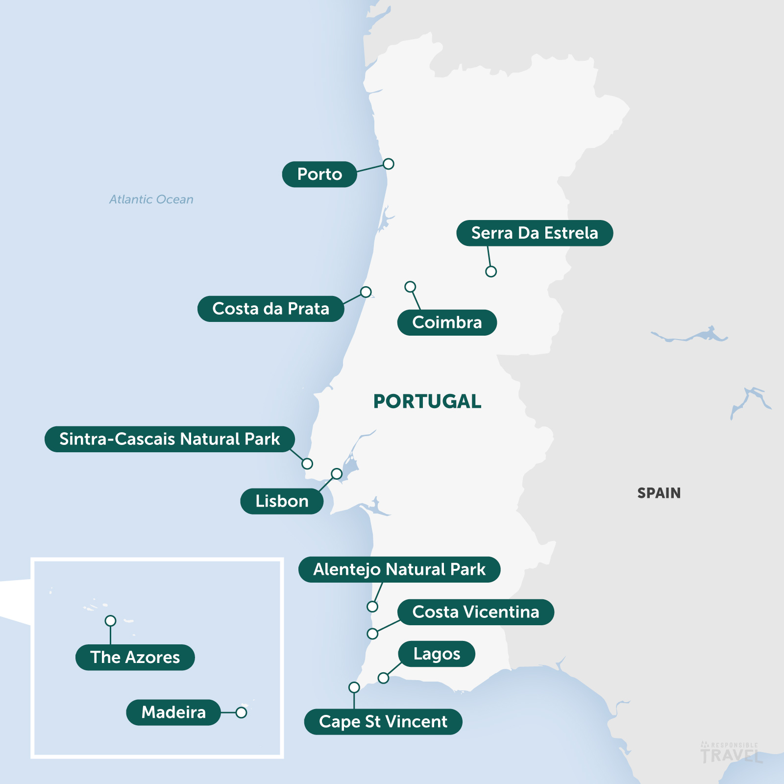 Portugal highlights map