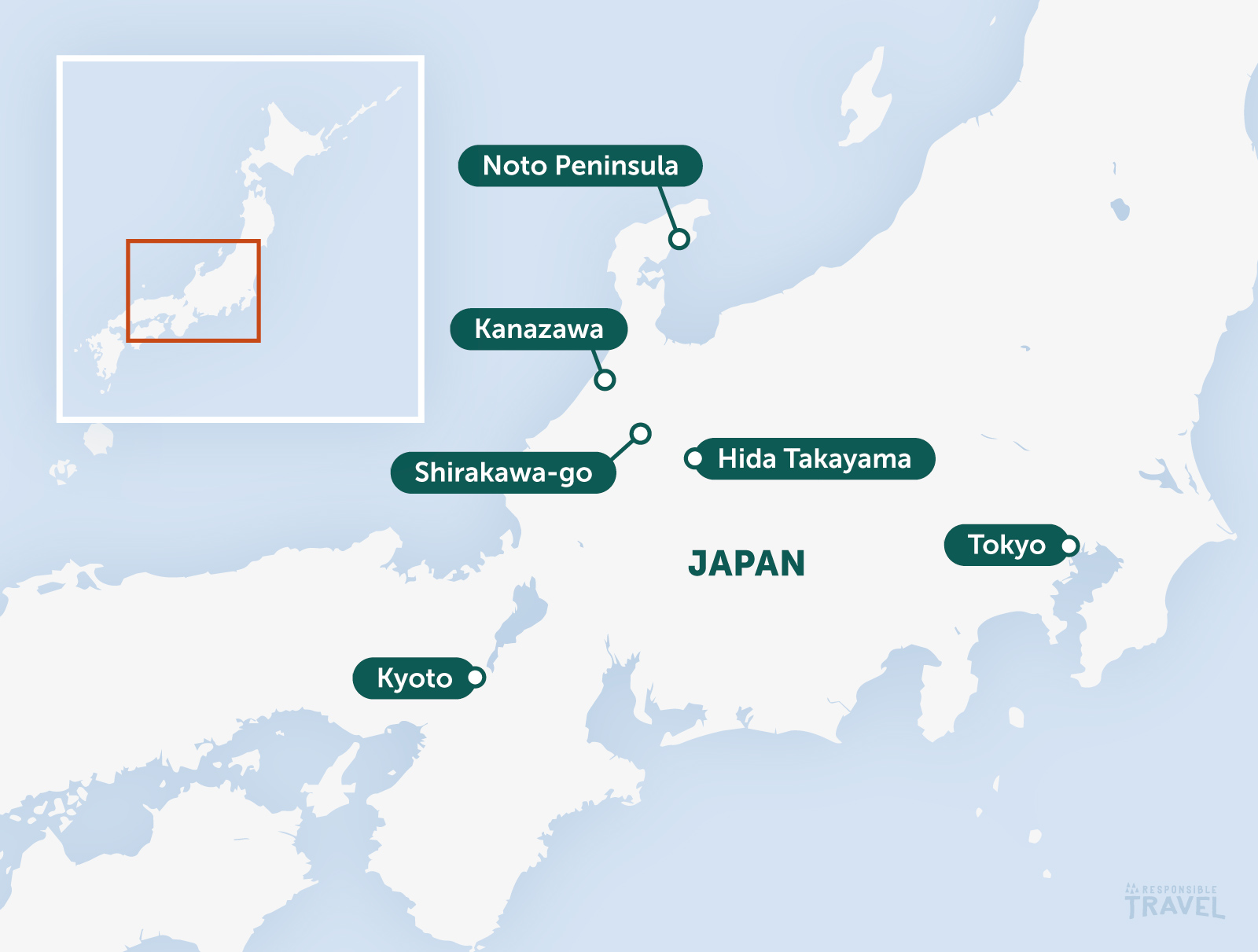 Japan cycling highlights map