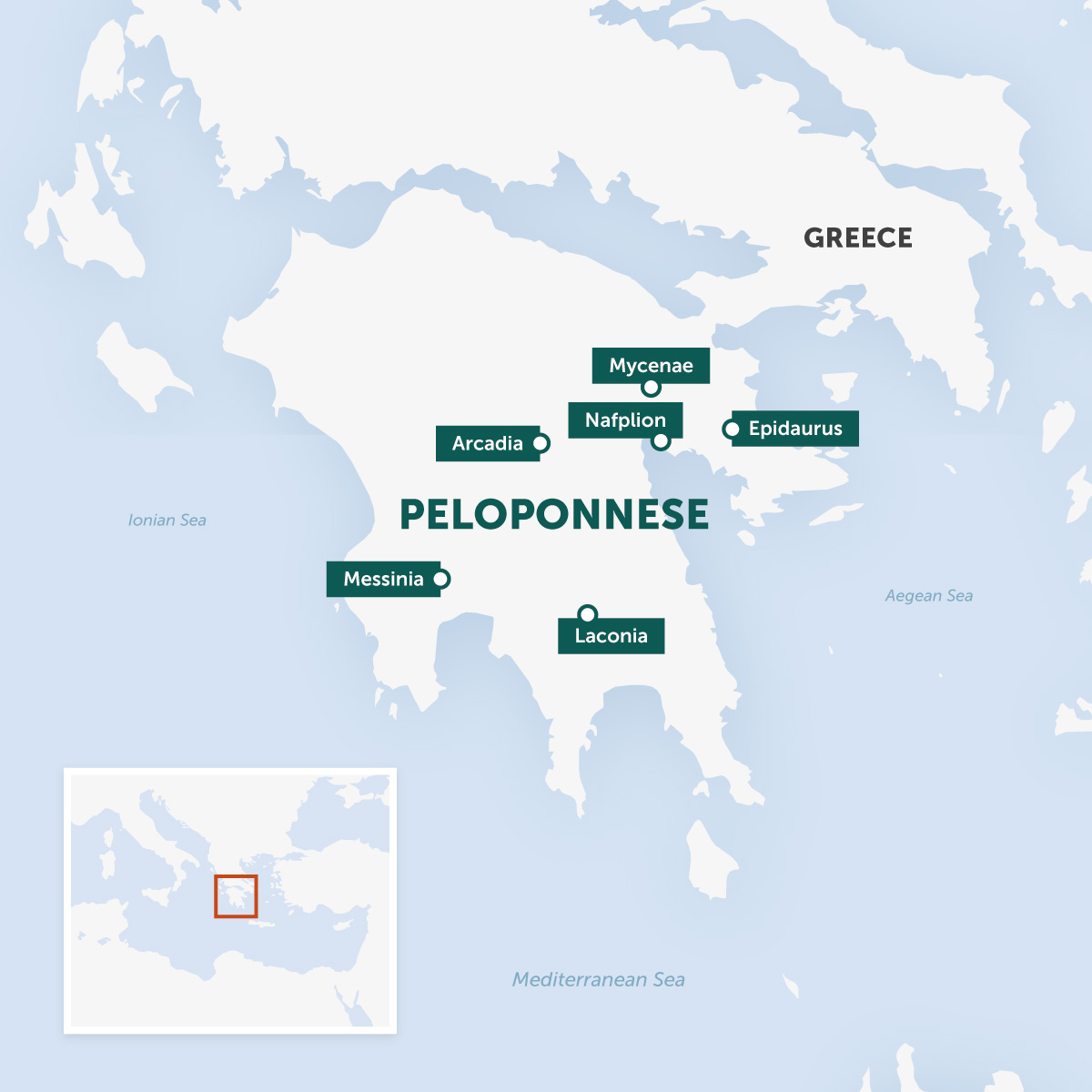 Peloponnese highlights map