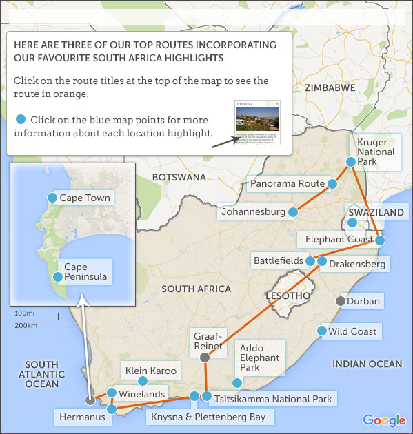 South Africa Itineraries Maps Suggested With South Africa Itineraries Johannesburg To Cape Town Garden Route