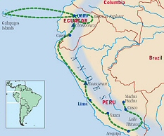 Route map for gap year and career breaks to South America