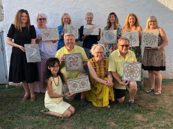 Mosaics workshop art holiday in Greece