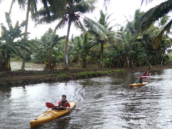 Kayaking in the Keralan Backwaters