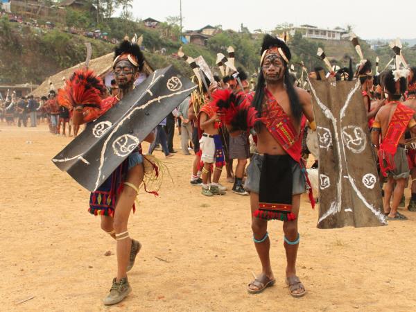 Tattooed Headhunting tribes Aoling festival in Nagaland, India