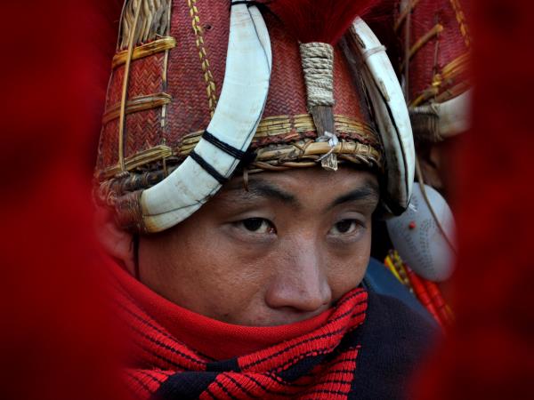 Tattooed Headhunting tribes Aoling festival in Nagaland, India