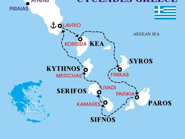 Sailing and cycling Cyclades holiday, Greece