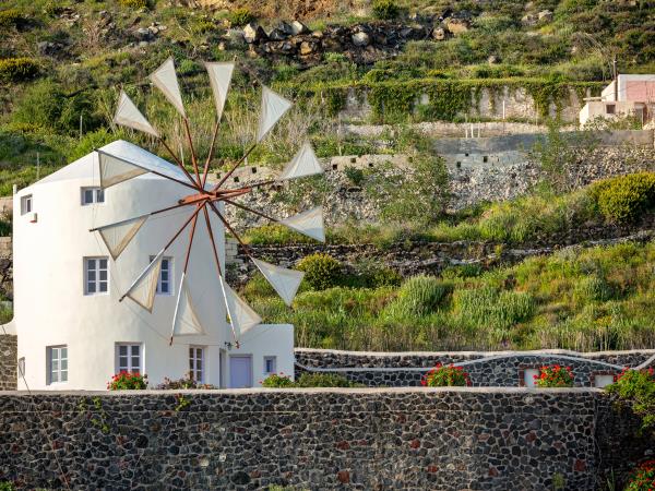 Santorini villa holiday in a converted windmill, Greece