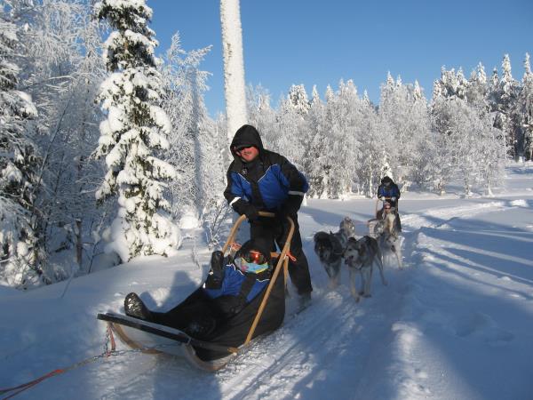 Family winter activity holiday, Finland