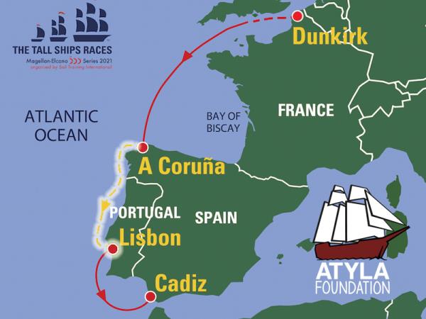 Tall ship racing holiday, La Coruna to Lisbon