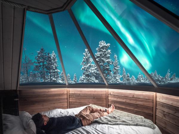 Northern Lights with snow hotel holiday