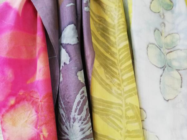 Botanical contact printing on fabric holiday in Greece