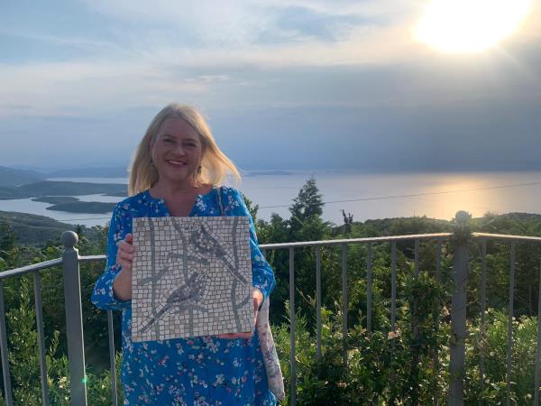 Mosaics workshop art holiday in Greece