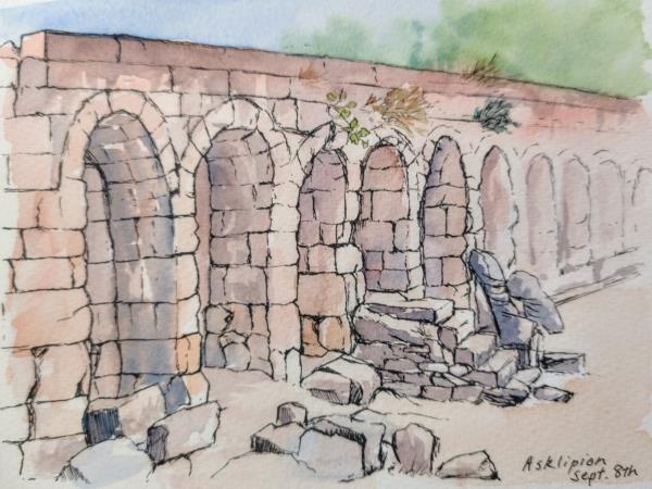 Greek Island watercolour painting holiday