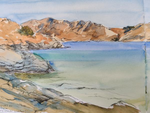 Greek Island watercolour painting holiday