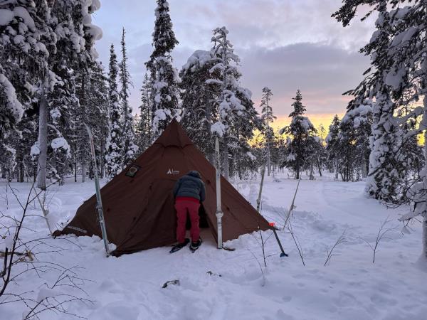 Skiing and winter camping in Finnish Lapland holiday