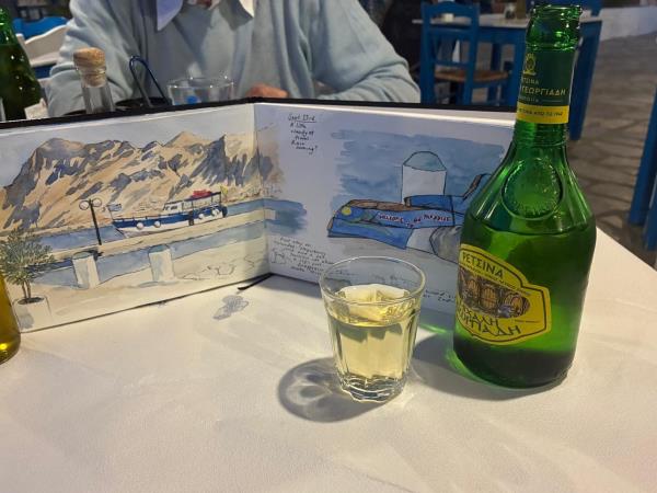 Greek Island watercolour painting holiday