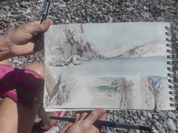 Greek Island watercolour painting holiday