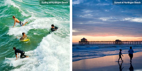 Surfing and strolling at Huntington Beach