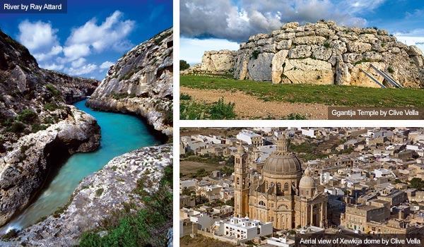River, Ggantija temple and Xewkija dome, gozo. Photos by Ray Attard and Clive Vella